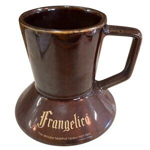 Vintage Frangelico Mug Italian Hazelnut Liqueur Brown Ceramic Wide Bottom Handle